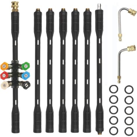 Lot De 9 Rallonges Pour Nettoyeur Haute Pression,Outils De Nettoyage De Gouttière,Avec 6 Embouts De Buse, 1/4 "Connexion Rapide, 4000psi,Lance Telescopique Pulverisateur Toiture Pour k2 k3 k4 k5 k6 k7 (1/5)