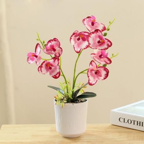 Fleurs artificielles en Soie d'orchidéede Hauteur Arrangement de phalaenopsis Fleur bonsa avec centres de Table,rouge