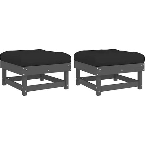 Maison Exclusive - Poggiapiedi Giardino con Cuscini 2pz Legno Massello Pino Grigio
