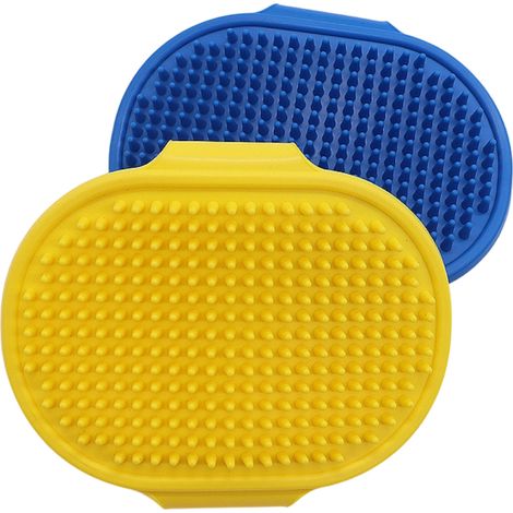 Lot 2 brosses bain chien/chat: silicone + caoutchouc, massage doux poils et peau (1/5)