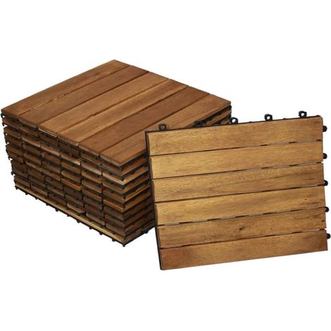 Holzfliesen Set 11 Stück = 1 m² Akazie Modell 01 (1/5)