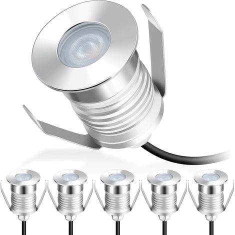 Einbau-LED-Terrassenbeleuchtung, robuste Außenbeleuchtung für Dachrinnen und Treppen, 1W 12-24V Niedervolt-Gartenleuchten zum Einbetten, Unterwasserbeleuchtung, super wasserdicht, dimmbar (3000K - 6 E