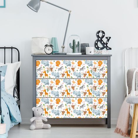 Rouleau revêtement adhésif vinyle au mètre - Sticker lavable Cuisine Meuble Armoire Porte - ANIMAUX EXOTIQUES - 60x200cm