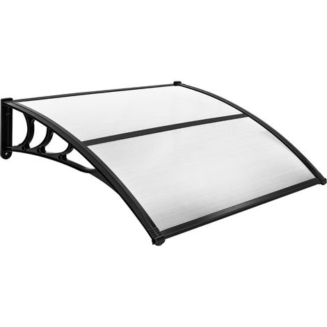Tettoia per porta finestra da 122 x 99 cm in policarbonato a pannelli cavi, Tettoia da esterno per protezione da sole Grigio (1/3)