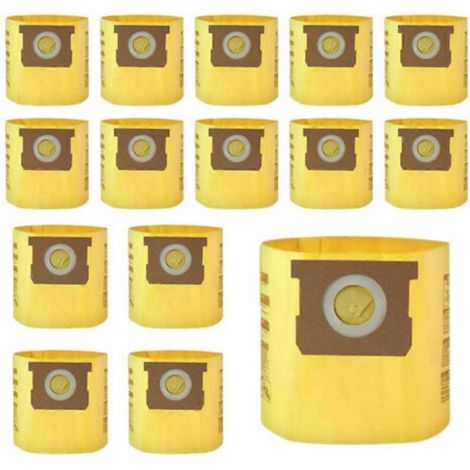 15 sacs filtrants haute efficacité de type D (réf. 91964) pour aspirateur Shop Vac 4 gal AllAround Plus (sacs à poussière pour liquides et poussières). (1/5)