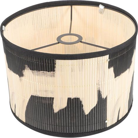Abat-jour en bambou, abat-jour tambour rétro, accessoire de remplacement pour lustre ou lampadaire, 30 x 30 x 20 cm (1/5)