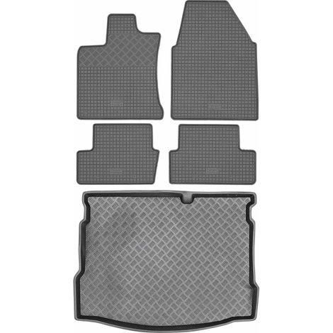 Ensemble de tapis de sol en caoutchouc + tapis de coffre pour Nissan Qashqai I Crossover (2007-2013). (1/5)