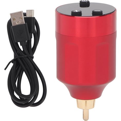 Alimentation sans fil pour stylo tatouage, 4-12V DC5V, écran LCD, batterie rechargeable USB 1200mAh, RCA, rouge (1/5)