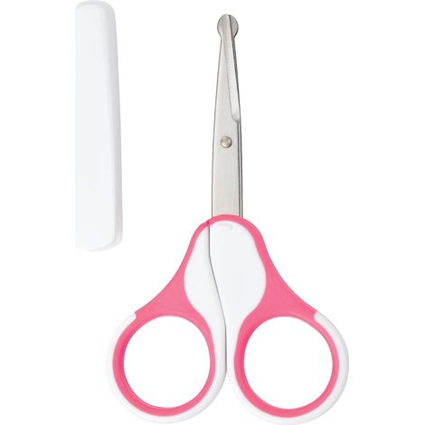 1 - Ciseaux Bébé - Ciseaux à Ongles - Pointes Arrondies et Poignées Antidérapantes pour Soins Sûrs des Nouveau-nés Rose 10x4cm