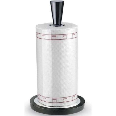 Giannini Glossy portarotolo acciaio e legno nero