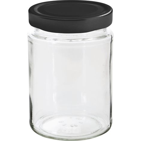 Einkochwelt Hochrandgläser mit Deckel 12 Stück, 310 ml, mit Deckel schwarz