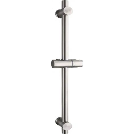 Barre de douche, Barre de douche en acier inoxydable 304 avec supports de fixation réglables en hauteur et en angle, brossé, hauteur totale 660 mm