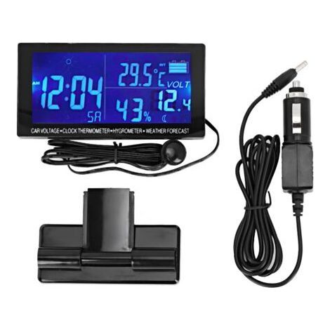 Instrumento de medición claro: voltímetro para vehículos, termómetro digital para automóviles, higrómetro, accesorio para el hogar (1/5)