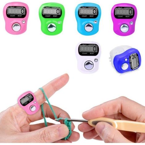 Lot de 6 compteurs de comptage manuels à écran LCD numérique (blanc, violet, rose, vert, bleu ciel) (1/4)