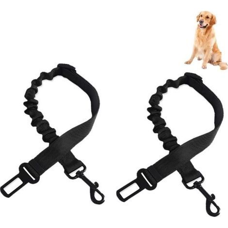 Ceinture de sécurité pour chien Lot de 2 - Élastique réglable - Nylon résistant - Anti-choc (1/4)