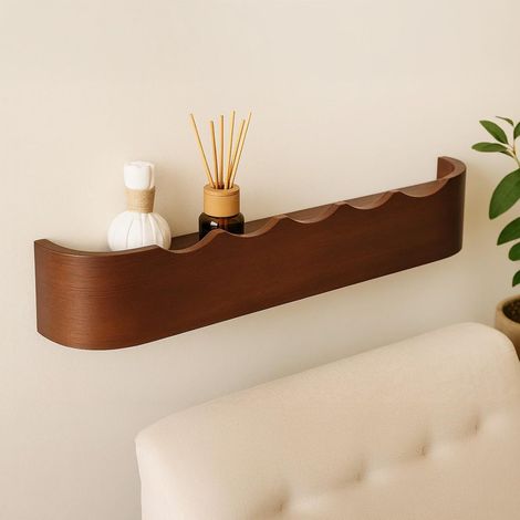 BALLSHOP Porte Manteau Mural Bois- Design Moderne avec Crochets Muraux Cachés - Patere Murale pour une Entrée, Chambre, Salle de Bain et Vestiaire (Couleur noix) (1/5)