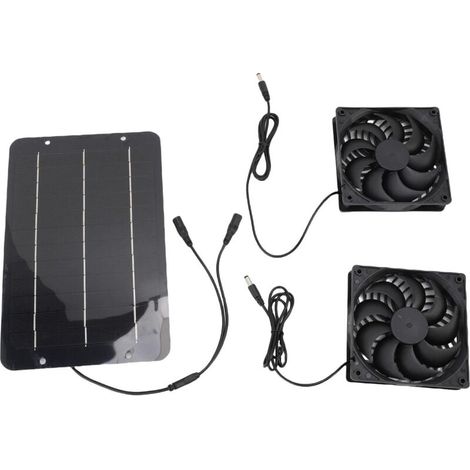 Ventilateurs d'extraction solaires doubles, kit de ventilateurs d'extraction haute vitesse et faible bruit avec panneaux solaires monocristallins, ventilateurs pour chiens, ventilateurs, ventilés, kit (1/4)