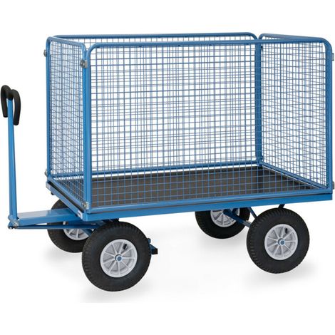 fetra Chariot à plate-forme manuelle 6445L - charge max. 1000kg, pneus gonflables (1/5)