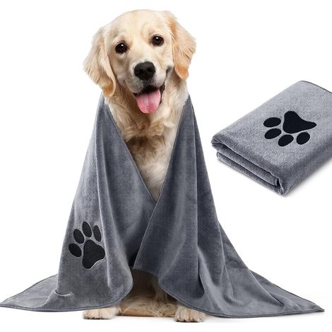 Serviette Chien - Microfibre - 75 x 35 cm - Pour Séchage Post-Bain ou Post-Pluie - Chiens et Chiots - 1 Pièce (1/5)
