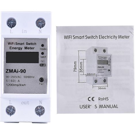 Compteur d'énergie intelligent WiFi compatible avec l'application TY, compteur d'électricité intelligent monophasé sur rail DIN P