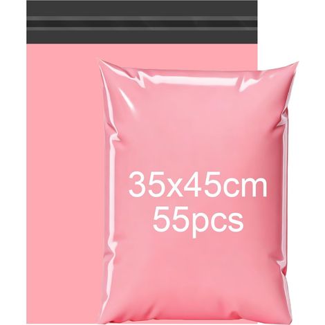 55 Pieces 35 x 45 cm Pink Plastic Shipping Envelopes Vintage Packaging Opaque Bag for Textiles and Shoe Boxes (1/5)