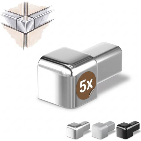 Dalsys Endstück für Fliesenschiene Quadratprofil Aluminium (eloxiert), Fliesenprofil - Chrom glänzend 10mm, 5 Stück