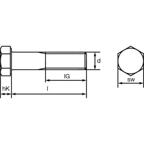 DIN 931 Sechskantschraube mit Schaft M 6 x 180 A2 blank (1/2)