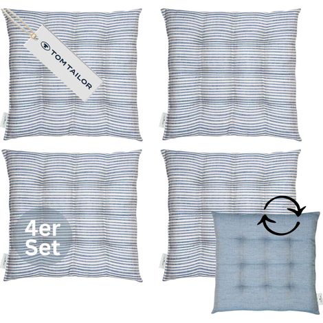 TOM TAILOR Coussin d'assise avec surpiqûres 9 fois FRESHSTRIPE4ER - Lot de 4 40x40 cm, marine
