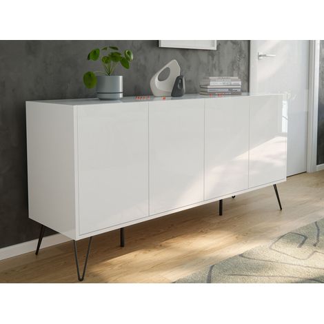 Kommode Maxim 155cm stehend 4 Türen Weiß hochglanz (1/5)