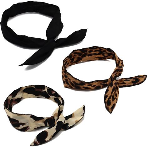 Lot de 3 bandeaux en fil de fer réglables imprimés animal - Élastique oreilles de lapin - Accessoires cheveux