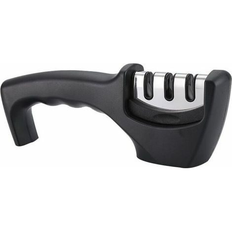 Aiguiseur Couteaux, 3 en 1 Aiguiseur de Couteaux Professionnel, Manuel Affuteur Couteaux Affûteur, Eguiseur de Couteau pour Couteaux en Acier Inoxydable de Toutes Tailles(Noir), (1/5)