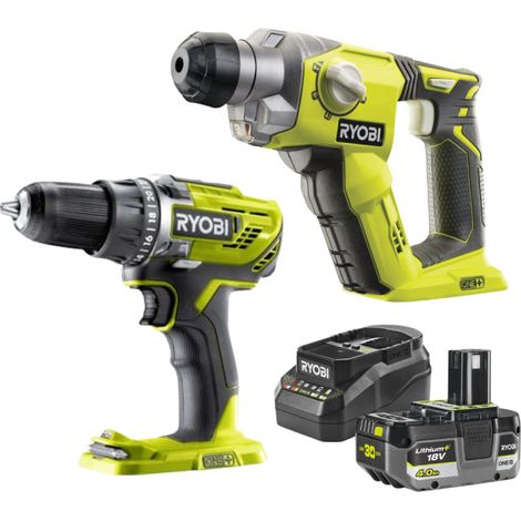 Ryobi – Pack perceuse-visseuse et marteau perforateur 18V – Couple 50Nm – Batterie 4,0Ah – Perçage béton jusqu'à Ø 16mm (1/5)