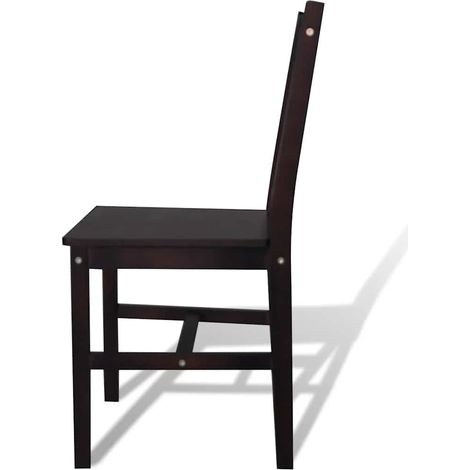 vidaXL Sedie da Pranzo 4 pz Marrone Scuro in Legno di Pino