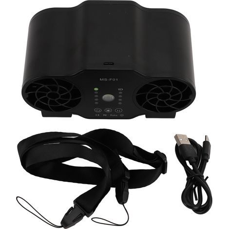 Ventilateur de ceinture rechargeable USB 5000mAh, flux d'air puissant réversible 10m/s, idéal camping randonnée extérieur (1/5)