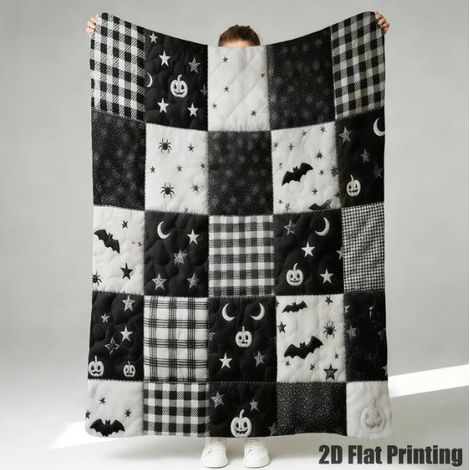New Halloween Series Patchwork Blanket, Spooky Pumpkin Ghost Festival Plush Blanket, Nap Sofa Blanket - I - 100130CM