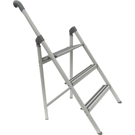 3 Step Folding Stepladder With Handle (Stool Aluminium Safety Compact DIY Non-Slip) (1/5)
