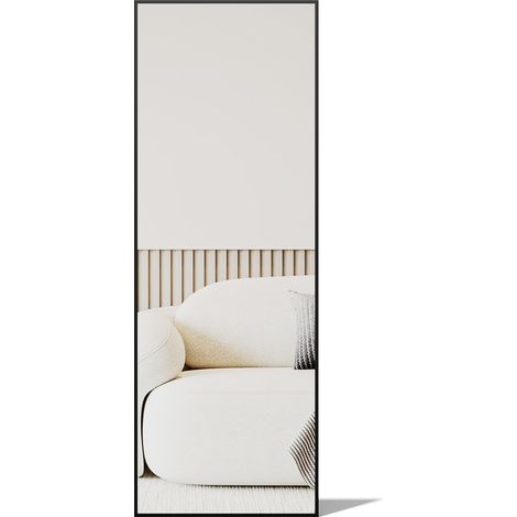 Black Rectangular Iron Frame Full Length Mirror with Stand 50cm W x 140cm H (1/5)