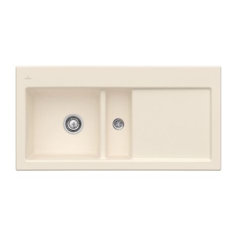 Fregadero 1 seno y medio VILLEROY ET BOCH Subway 60 100 x 51 cm desagüe derecho Marfil CeramicPlus