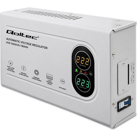 Estabilizador automático de voltaje Qoltec AVR 3000VA 1800W Compacto Transformador toroidal (1/5)