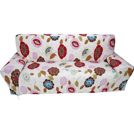 Housse de canapé extensible 3 places imprimée en tissu gratté doux antidérapant élastique polyester et spandex lavable machine (1/2)