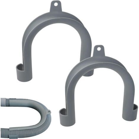 Ensemble de 2 supports de tuyau de vidange gris pour machine à laver - Adaptateur de tuyau en forme de U