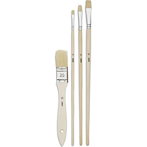 4 pinceaux - Plat - Spalter - Acrylique et huile - Fibres soie beau-blanc - Manche long - Pébéo (1/3)