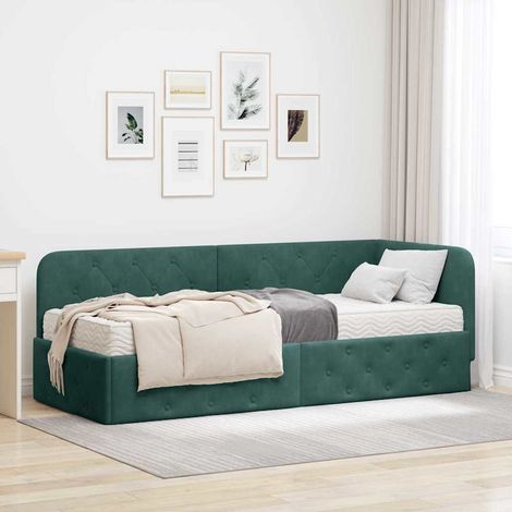 Estructura de cama en esquina Verde oscuro 80 x 200 cm