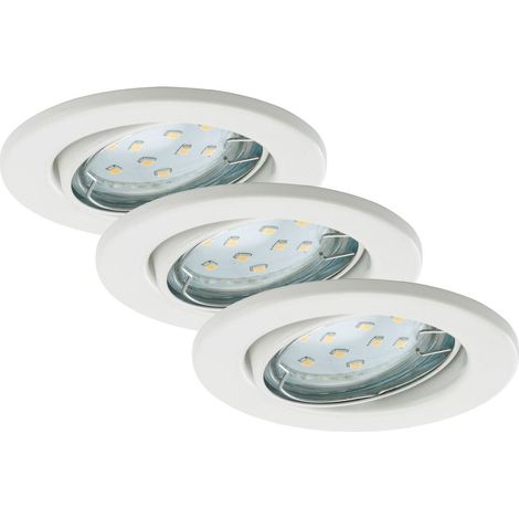 LED Einbauleuchte 3er Set schwenkbar IP23 GU10 Ø 8,6cm 3W Weiß Metall  Briloner