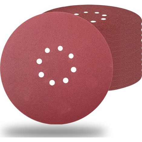 Lot de 10 disques abrasifs autocollants 225 mm pour ponceuse murale 9 pouces, 8 trous, papier de verre pour ponçage à sec et mastic (1/5)