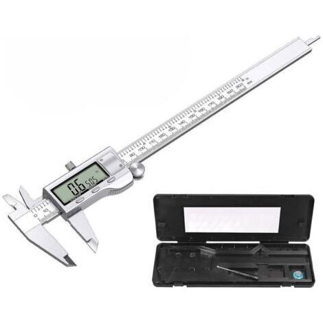 Pied à coulisse numérique 200 mm en acier inoxydable – Mesure précise avec grand écran LCD – 32 lames jauge d'épaisseur – Conversion f/inch/mm (1/5)
