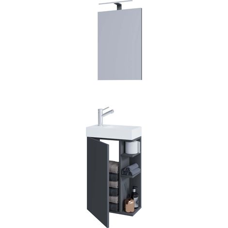 2 pièces lavabo salle de bain meubles Lumia Miroir 129x40x22 - VCM (1/5)