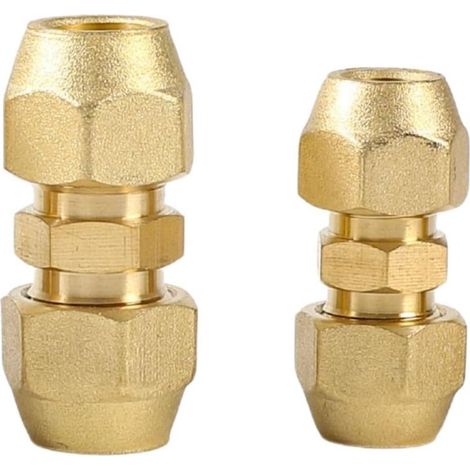 Set di 2 raccordi doppi per tubi in rame - Raccordo in ottone per tubi in rame - Accessori per condizionamento senza saldatura (1/4 3/8) (1/5)