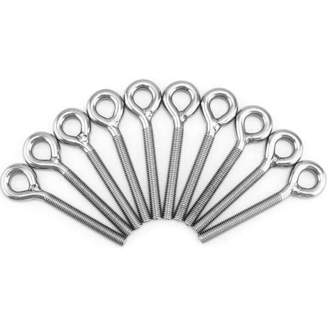 Bulloni ad occhiello filettati in acciaio inossidabile M4, 10 pezzi, bulloni ad occhiello di sollevamento a spalla, bulloni ad occhiello saldati con barra filettata chiusa (53 mm)