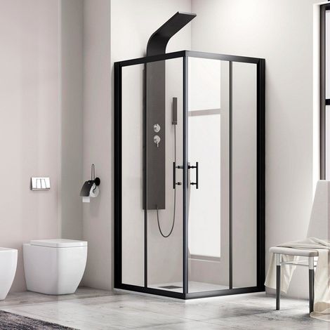 Box doccia 100x80 cm profili neri vetro trasparente modello KF1000B kamalu